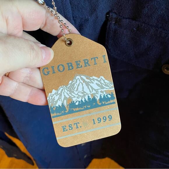 Gioberti Flannel Shirt Mens Size Large Brushed Navy Corduroy Contrast Collar NWT - Picture 5 of 6